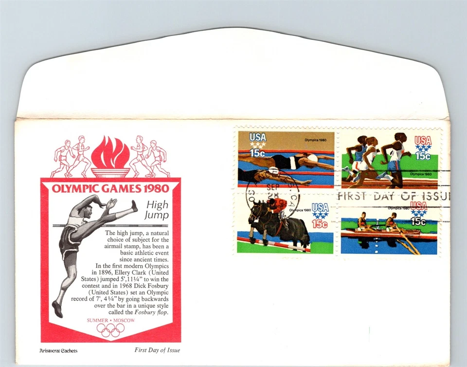 S06-4721, OLYMPIC GAMES, MOSCOW 1980, SE-TENANT BLOCK, ARISTOCRAT FDC - Image 1 of 2