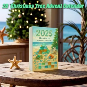 24 Collectible Mini Christmas Tree Shape Advent Calendar, 2D Glass Hanging Decor - Picture 1 of 13