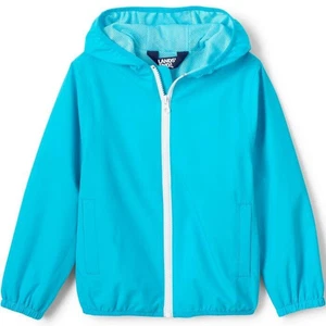 LANDS' END Girl's M, L Waterproof Hooded Packable Rain Jacket NWT $50 - Picture 1 of 4