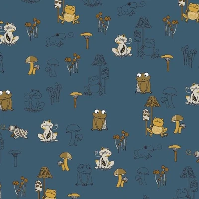 Frösche und Pilze 100% Baumwollstoff Stoff Kinderstoff Meterware Nähen Deko BB06 - Bild 1 von 4