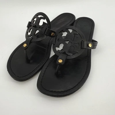 Sandalias Chanclas Tory Burch Miller Negro Charol Logo Talla 9.5 Sandalia Foto 1 de 4