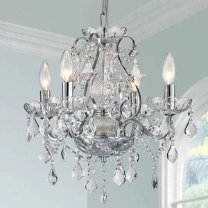 Modern Chrome Pendant Chandelier Crystal Lighting Ceiling Light D51 x H45 cm - Picture 1 of 9
