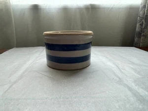 Vintage Robinson Ransbottom Pottery Low Blue Crock Roseville - circa 4,5"Wx3"H - Foto 1 di 5