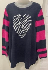 TAKING SHAPE VIRTUELLE Heart Stripe Jumper -22- NWT - Picture 1 of 4