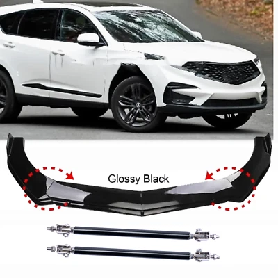 For Acura RDX 2010-2023 Gloss Front Bumper Lip Spoiler Splitter + Strut Rods Foto 1 de 4