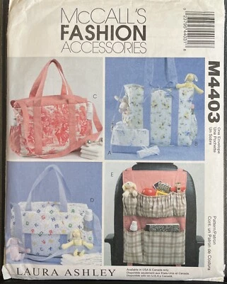 McCall's M4403 Laura Ashley Baby Diaper Bag Car Accessories Sewing Pattern Uncut - Image 1 of 4