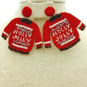 Holly Jolly Ugly Sweater Weihnachten Samen Perlen Ohrringe - Perlen (2,5x2,5) - Bild 1 von 5