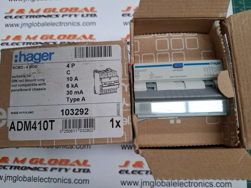 RCBO 4P 6KA C 10A 30MA TIPO A - HAGER ADM410T Foto 1 de 1