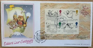 GB FDC 1988 BRADBURY LFDC72 EDWARD LEAR MINISHEET WITH KNOWSLEY HANDSTAMP - Picture 1 of 1