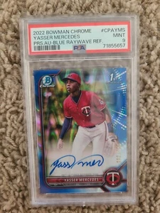 2022 Bowman Chrome Yasser Mercedes Blue RayWave Refractor Auto #/150 PSA 9 - Picture 1 of 2