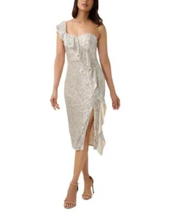 $245 Aidan Mattox 2 Women's Knee Length Sleeveless One Shoulder Sheath Dress D10 - Picture 1 of 8