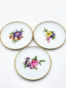 AK Kaiser Porcelain Handpainted Coasters Or Trinket Dish Lot Of 3 Flower Vintage - Picture 1 of 7