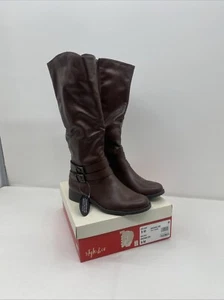 Style & Co. Womens Malia Faux Leather Buckle Round Toe Mid-Calf Boots Size 9 - Picture 1 of 8