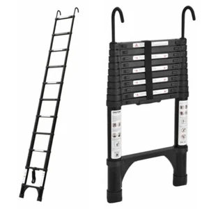 Portable Telescopic Ladder Black 3.2m Hooks Carry Bag Alum Extension RV Caravan - Picture 1 of 4