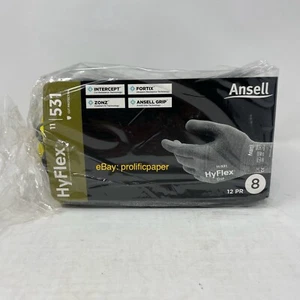 Ansell HYFLEX 11-531 Cut-Resistant Nylon Spandex Gloves, Medium Size 8, 12 Pairs - Picture 1 of 2