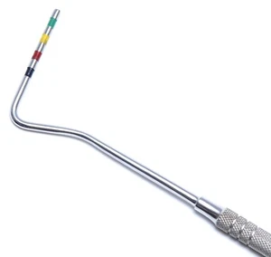 Sonda dental equina con bandas periodontales punta de 2 mm acero inoxidable 17" de largo - Imagen 1 de 4