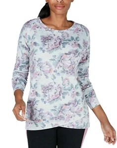 IDEOLOGY Women's Tulip Hem Tunic Top sz XS X-Small Gray Whisper Floral Pink - Picture 1 of 5