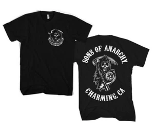 Official Sons Of Anarchy SOA - Full Charming CA Backprint Unisex T-Shirt SMALL - Picture 1 of 2