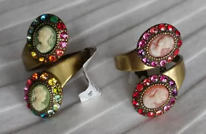 Anillo Doble Cameo Michal Negrin ELIGE COLOR Cristal Swarovski ¡NUEVO! $96 - Imagen 1 de 16