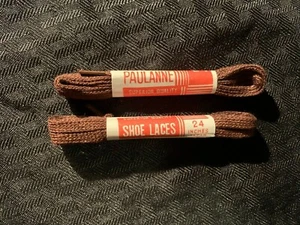 LOT OF 2 PAIRS Vintage New Old Stock 24" Flat Brown Sneaker Shoe Laces Paulanne - Picture 1 of 3