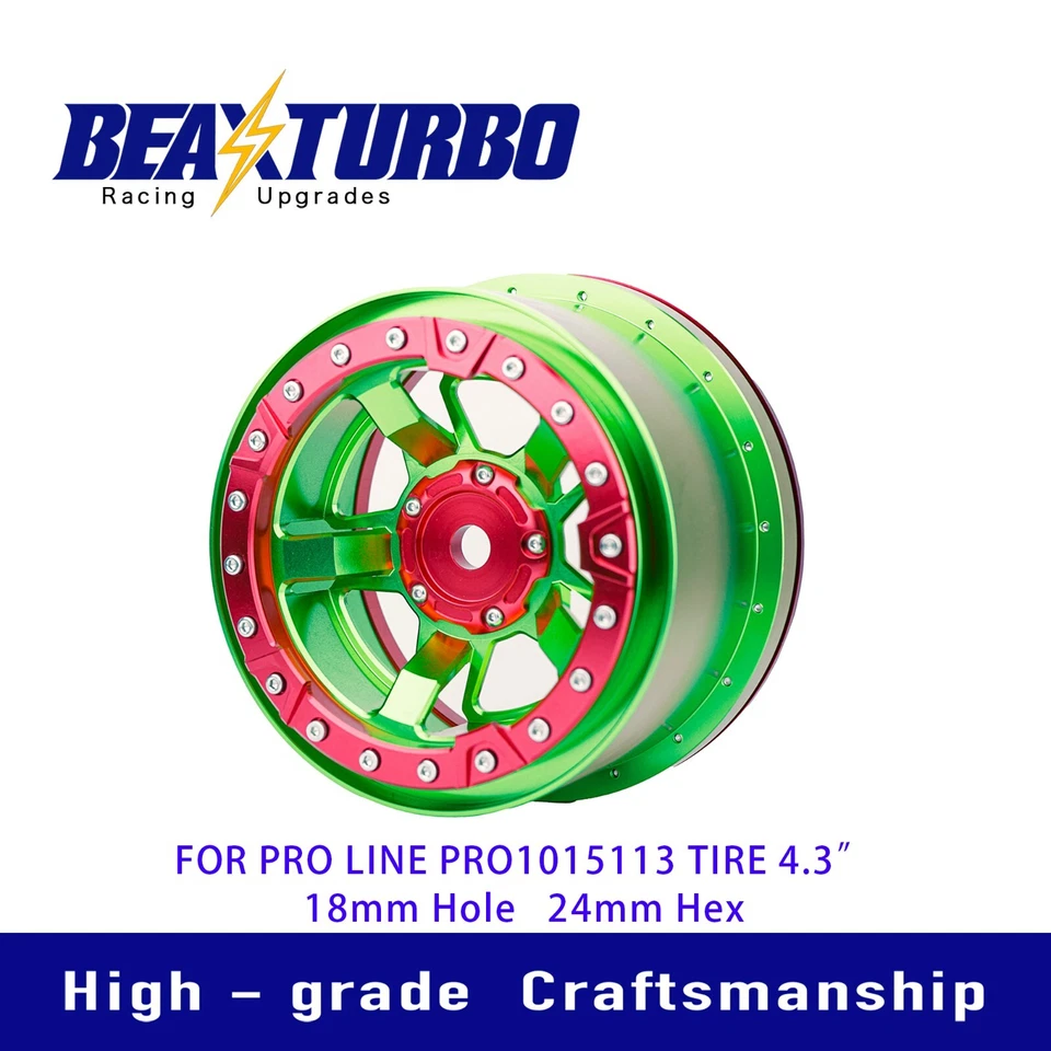 BeaxTurbo CNC 4.3"AI wheel For PROLine tire For LOSI DBXL &ARRMA Kraton Green - Image 1 of 1