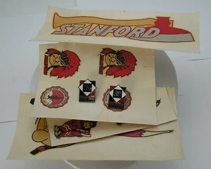 Rare 1930/40's Stanford Original Indians (4) Decals & 65th & 60th Reunion Pins  - Picture 1 of 11