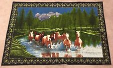 Vintage Horses in Motion MountainsTapestry Wall Hanging Made In Turkey 56”x 39”
