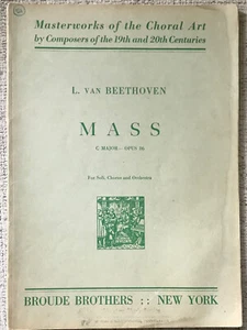 BEETHOVEN " MASS IN C MAJOR " PIANO/VOCAL SCORE PB VG- LATIN TEXT - Picture 1 of 1