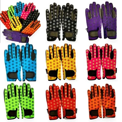 Star Bedruckt Kinder Reiter Reiten Handschuhe & Außen SPORTS Handschuhe - Bild 1 von 4