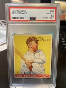 Tris Speaker 1933 Goudey Baseball Card #89, PSA 4.5 🔥 💣 Beautiful Card