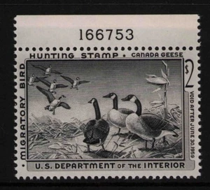 1958 US SC RW25 $2 Migratory Bird Hunting Duck Stamp Canada Geese MNH XF - Picture 1 of 3