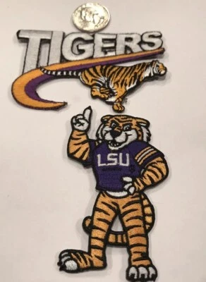 (2)- LSU TIGERS HIERRO BORDADO VINTAGE EN PARCHES 3,25” X 2” y 3,25” x 2,25” Foto 1 de 3