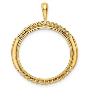 2008 $10 1/4 oz American Buffalo Prong Set Double Twist Coin Bezel in 14k Gold - Picture 1 of 7