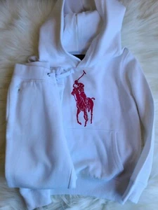 Ralph Lauren Polo Pink & White Sweatsuits Size 5 Brown Spot On Bottom - Picture 1 of 7