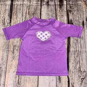 Kanu Surf Girls Rashguard Swim Shirt Purple Heart Short Sleeve Size XS 6 - Picture 1 of 6