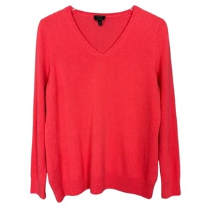 Talbots Pure Cashmere V-Neck Sweater Long Sleeve Coral Size 1X P - Picture 1 of 7