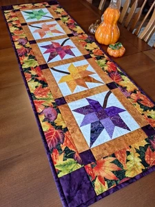 Handmade Quilted Autumn Leaf Table Runner - Picture 1 of 7