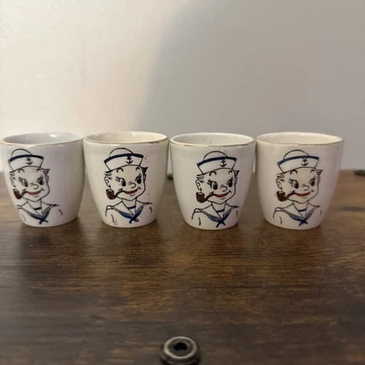 Juego de 4 vasos de chupito de marinero Napco de colección antiguos de Japón Foto 1 de 4