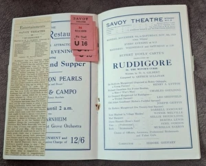 1929 D`Oyly Carte programa Gilbert & Sullivan Ruddigore Savoy Theatre - Imagen 1 de 11