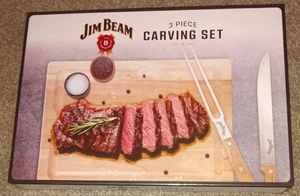 Jim Beam Carving Set with Cutting Board, Knife & Fork – BBQ Grill Gift Set- New - Picture 1 of 2