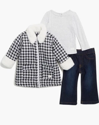 7 for All Mankind - Conjunto de pantalones de 3 piezas - Jeans, camiseta LS y chaqueta de pata de gallo - 24 meses Foto 1 de 4