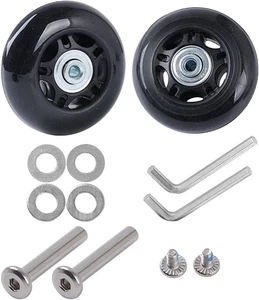 Set Di 2 Ruote Valigia Di Ricambio Bagagli Sostitutive Trolley Con Assi Chiave D - Foto 1 di 12