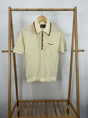 复古 60 年代针织配送竞技场 Rockabilly Orlon Polo 短袖衬衫 L — 第 1/4 张图片