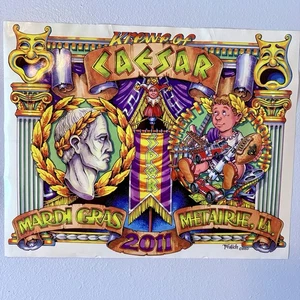 Mardi Gras Krewe of Caesar Metairie 2011 Poster Frolich 20x16” *Read - Picture 1 of 11