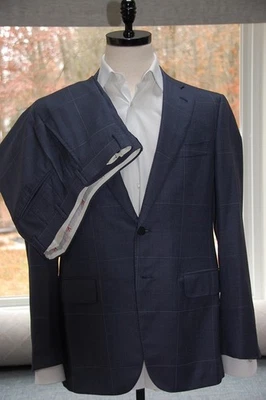 ISAIA Base Gregory Suit | EU 52R US 42R | Blue Large Check Wool | 36" Waist  - Image 1 of 4