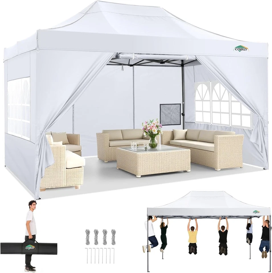 CAROMA Pavillon 3x4,5 Wasserdicht Stabil Winterfest Faltbarer Partyzelt Gartenpavillon