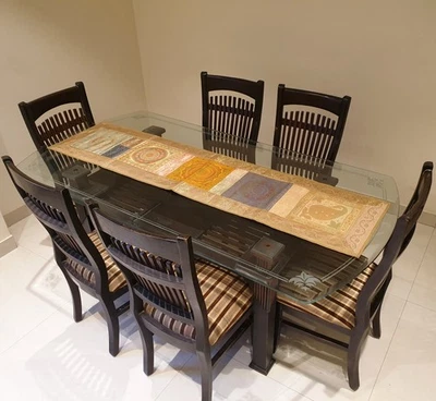 Dining Table Runner Wall Tapestry Woven Zari Brocade Banarasi Cover MultiColor 4 - Image 1 of 4