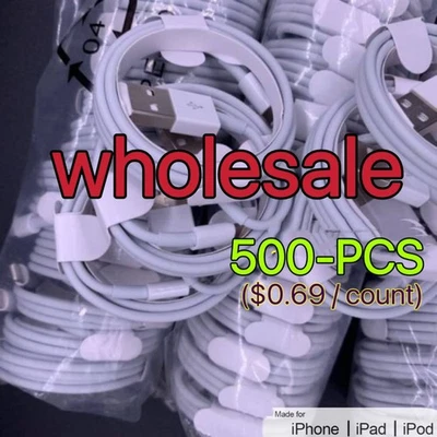 500-PCS Heavy Duty USB Charger Cable Cord For Apple iPhone 5 6 7 8 X XS 11 12 13 - Image 1 of 4