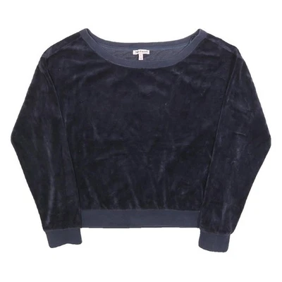 JUICY COUTURE Womens Navy Blue Crew Neck M Plush Velour Sweatshirt Casual - Image 1 of 4