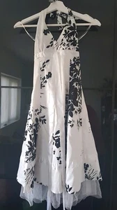 Abito da festa donna estivo a fiori bianco e nero taglia UK 8 - Foto 1 di 4